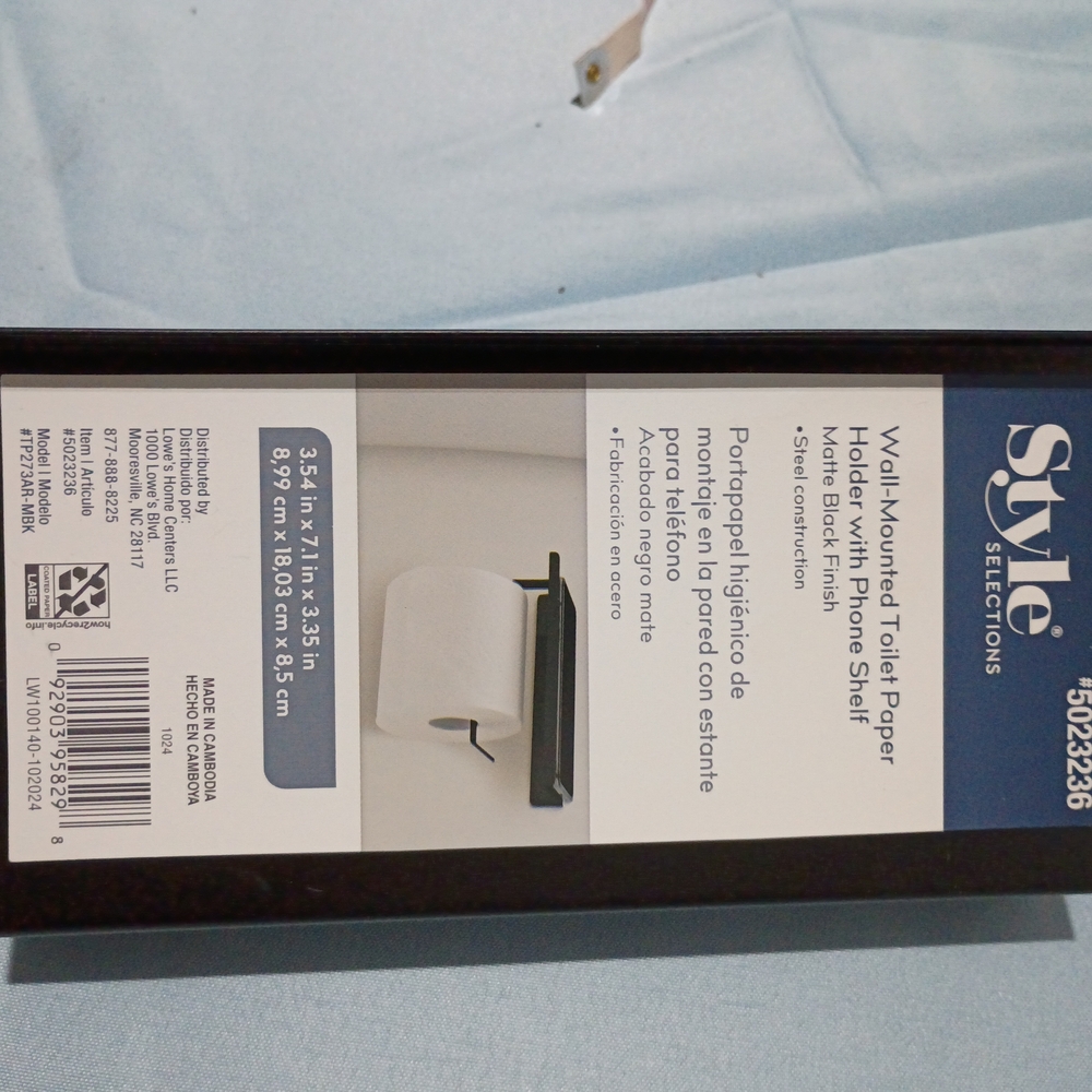 New Style & Co. Wall-Mounted Toilet Paper Holder with Shelf - Black